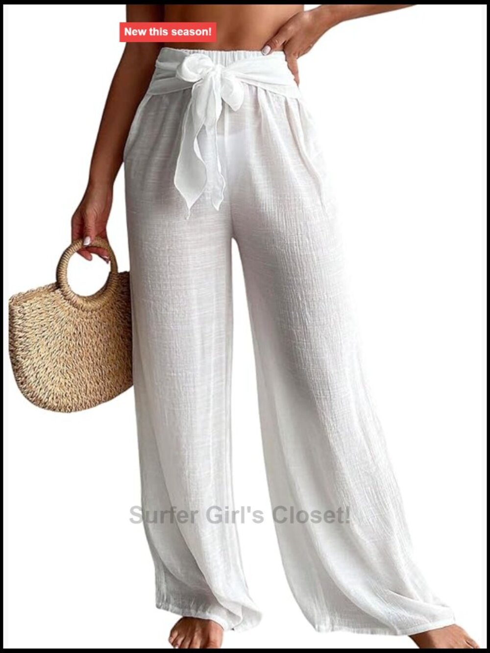 Sheer Mesh Wide Leg Beach Cover Up Pants Tie Front Swimwear